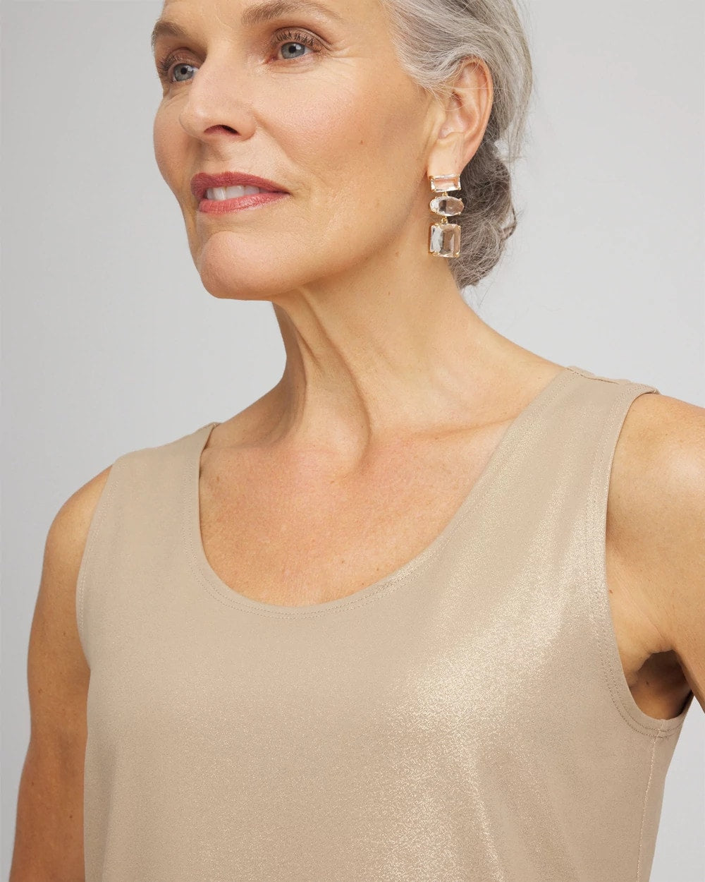 Chico's Outlet Champagne Foiled Microfiber Tank