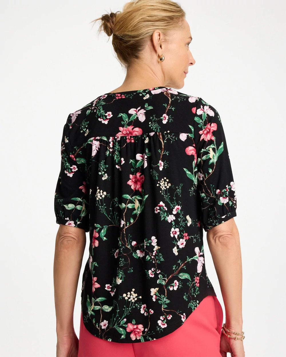 Chico's For Sale Black Kyoto Shirred Elbow Sleeve Tee