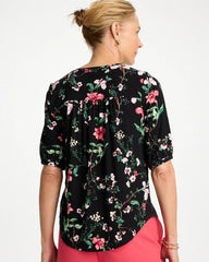 Chico's For Sale Black Kyoto Shirred Elbow Sleeve Tee