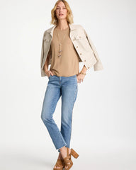 Chico's Online Cattail Brown Touch of Cool™ Ruched Sleeve Knit Tee