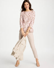 Chico's Sale Alabaster Animal Foiled Pima 3/4 Sleeve Tee