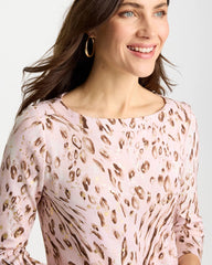 Chico's Sale Alabaster Animal Foiled Pima 3/4 Sleeve Tee