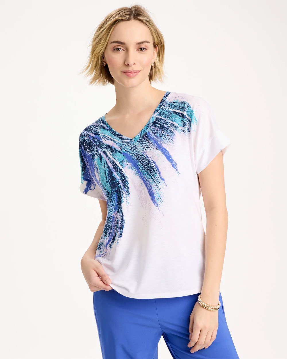 Chico's For Sale Pale Sweet Pea Zenergy® Sicily Splash Drop Shoulder Tee