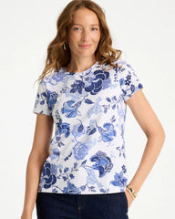 Chico's Sale Passport Blue Jolene Cotton Stretch Cap Sleeve Tee