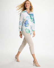 Chico's On Sale Passport Blue No Iron™ Printed Linen Shirt