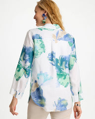 Chico's On Sale Passport Blue No Iron™ Printed Linen Shirt