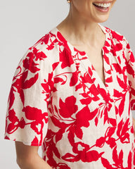Chico's For Sale Red Glow Floral Linen Popover Shirt