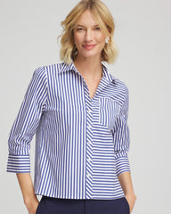 Chico's Discount Hidden Sapphire Stripe Mixing Poplin Shirt