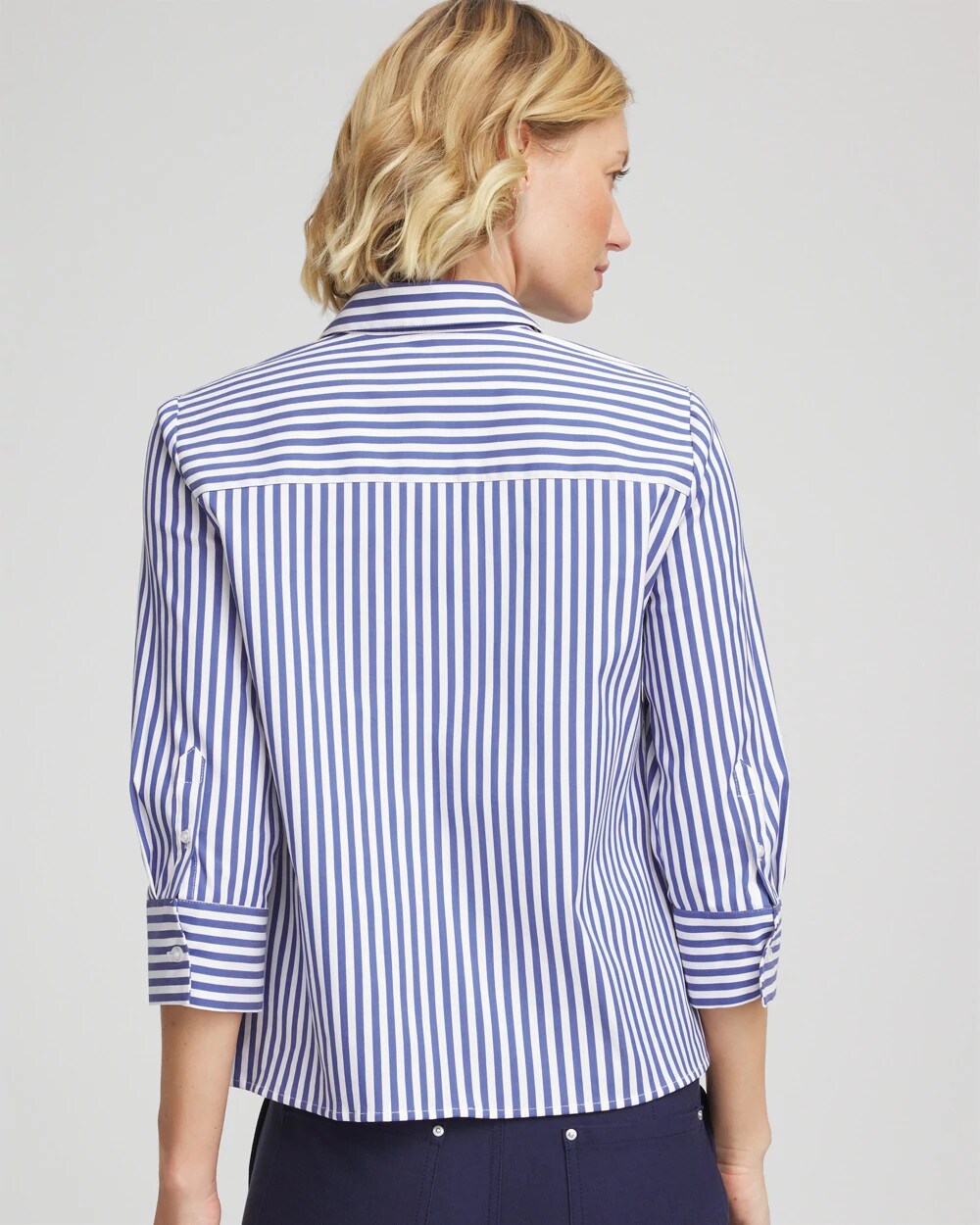 Chico's Discount Hidden Sapphire Stripe Mixing Poplin Shirt
