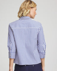 Chico's Discount Hidden Sapphire Stripe Mixing Poplin Shirt