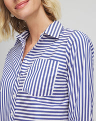 Chico's Discount Hidden Sapphire Stripe Mixing Poplin Shirt