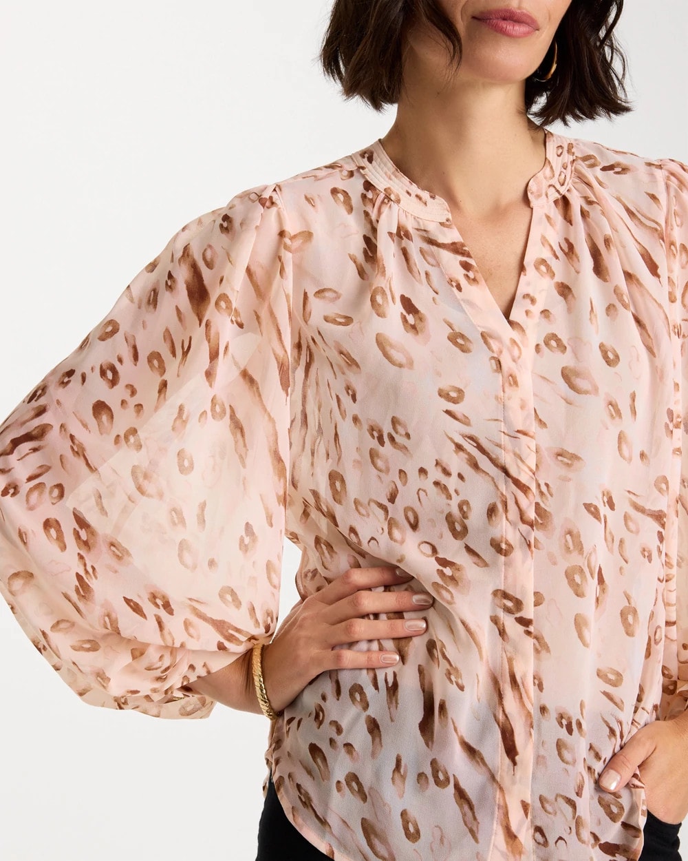 Chico's Sale Sweet Blossom Georgette Soft Spots Blouse