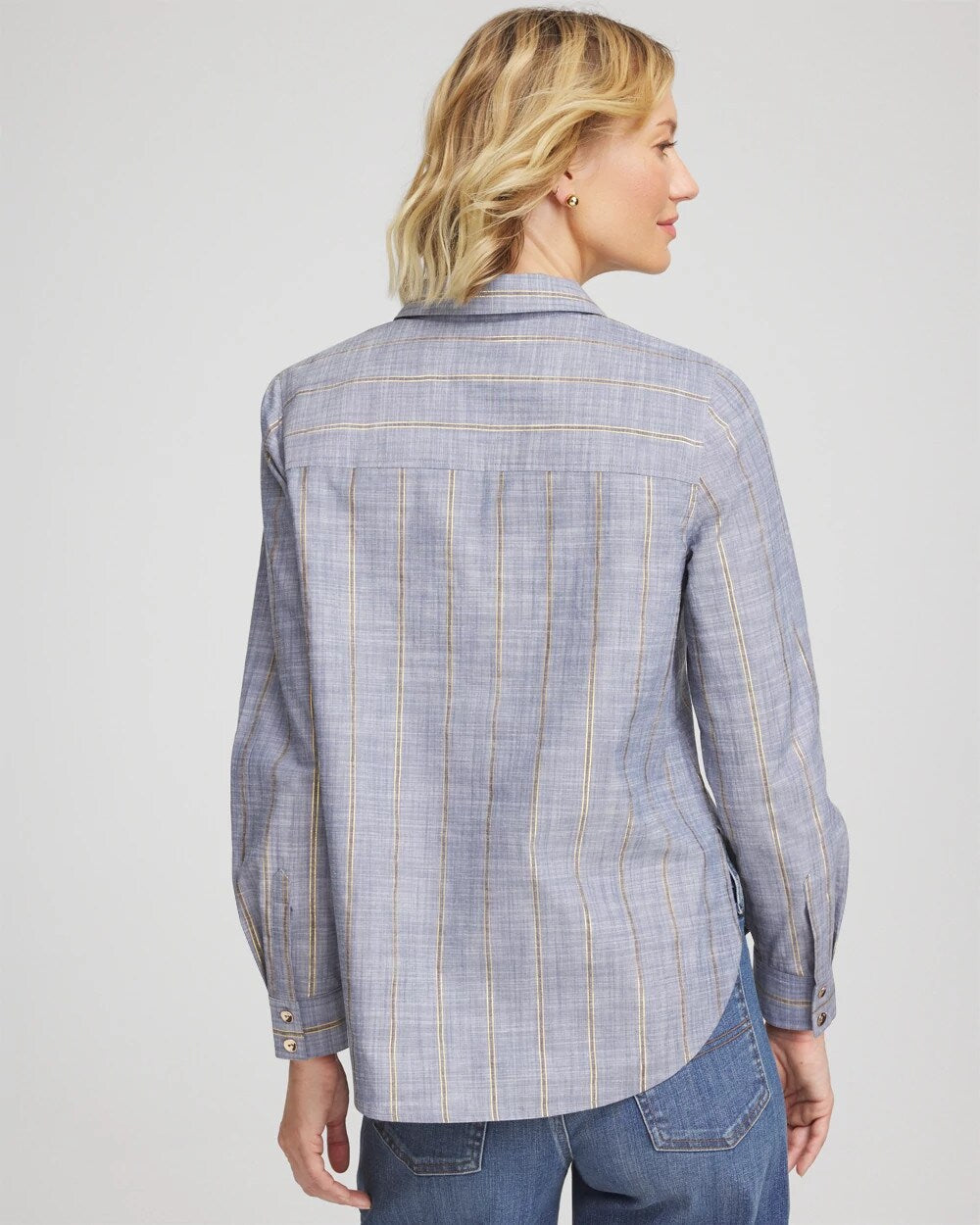 Chico's For Sale Indigo Chambray Striped Soft Popover