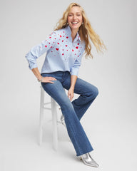 Chico's Online Tidal Blue V-Day Striped Poplin Shirt