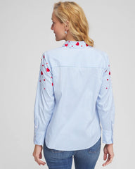 Chico's Online Tidal Blue V-Day Striped Poplin Shirt