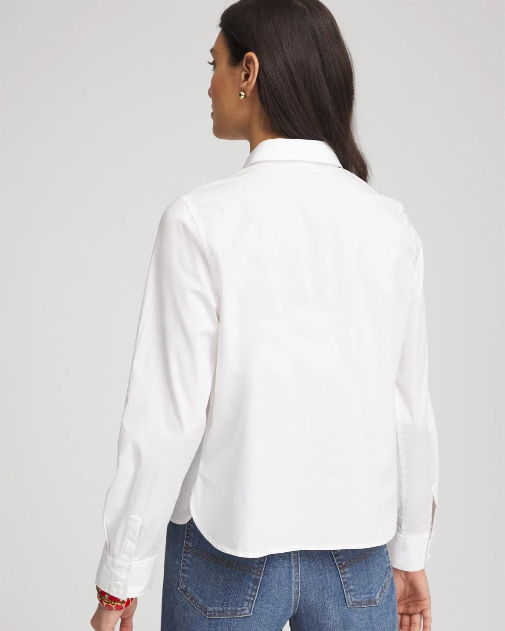 Chico's Discount Alabaster Crystal Heart Poplin Shirt
