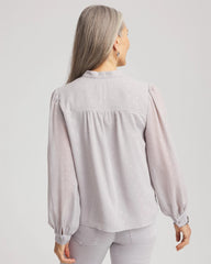 Chico's Sale Dove Gray Georgette Clip Dot Blouse