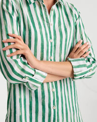 Chico's Outlet Hunter Green No Iron™ Striped Linen Tunic