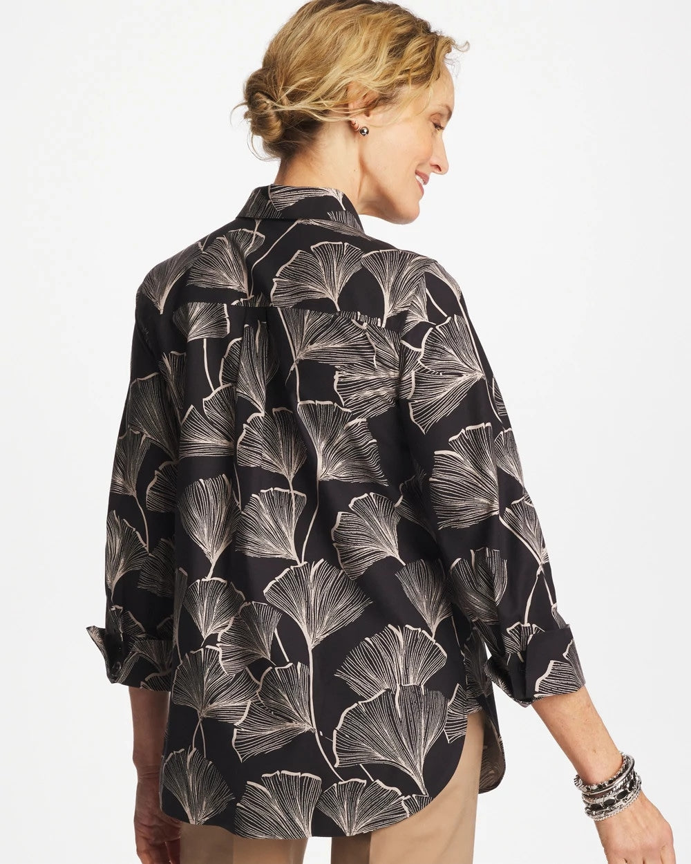 Chico's Online Black No Iron™ Stretch Ginkgo Glory Shirt