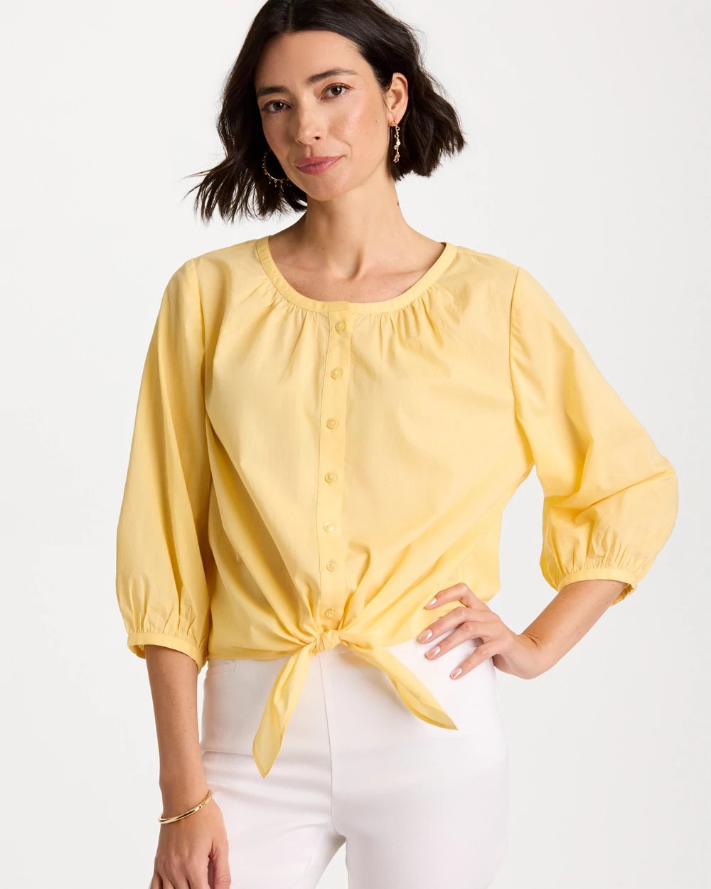 Chico's Discount Golden Haze Tie-Front Top