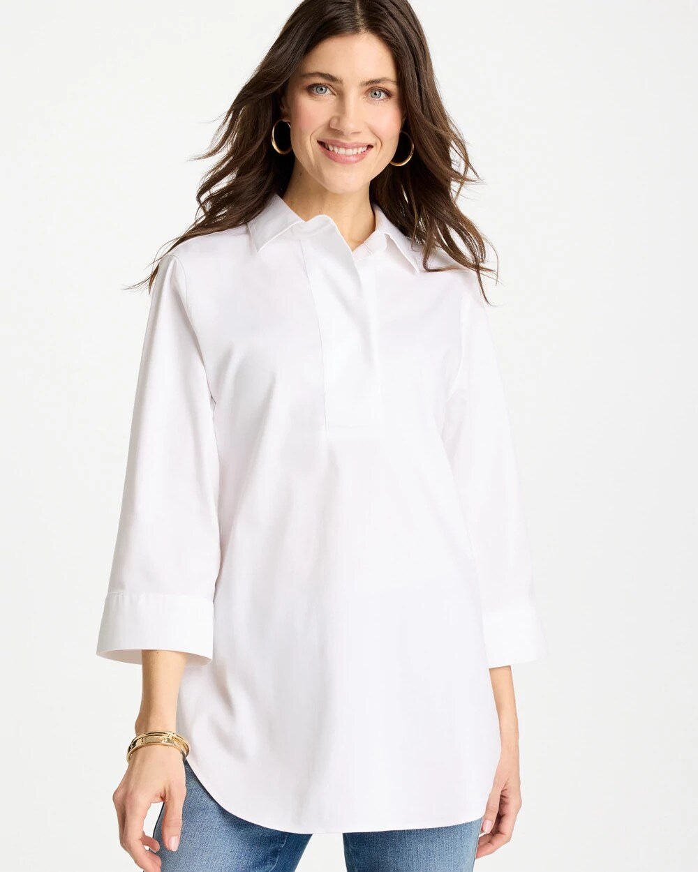 Chico's Outlet Optic White No Iron™ Stretch Popover Tunic