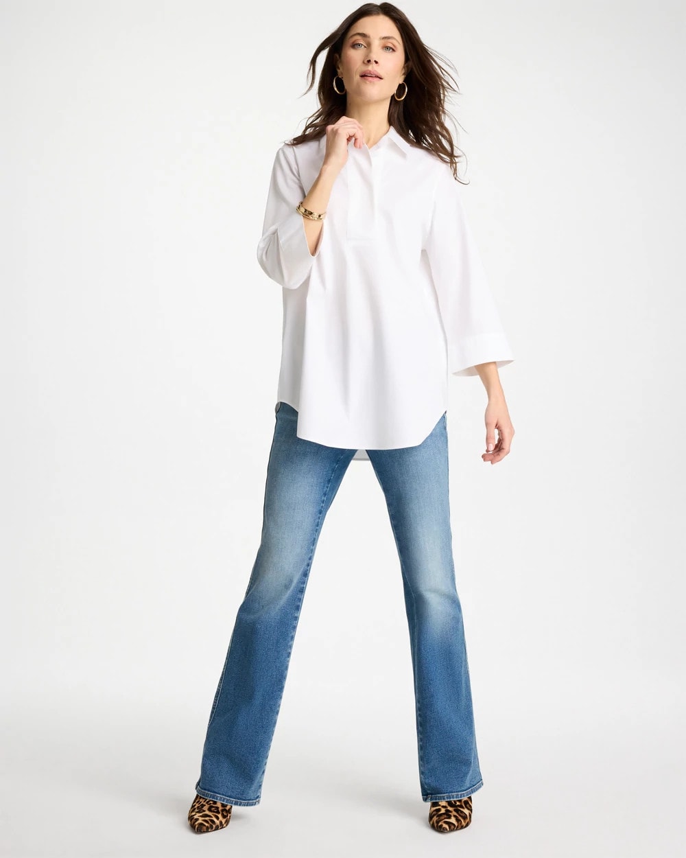 Chico's Outlet Optic White No Iron™ Stretch Popover Tunic