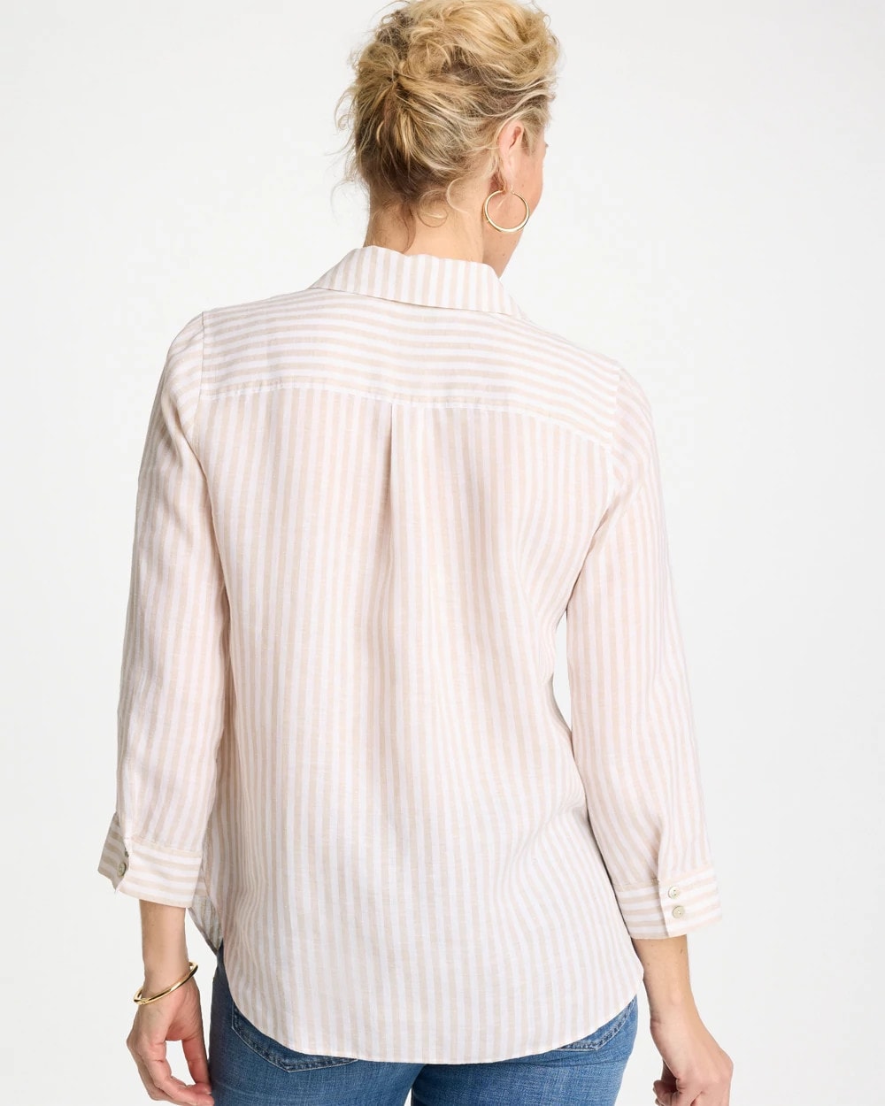 Chico's On Sale Oatmeal No Iron™ Striped Linen Shirt