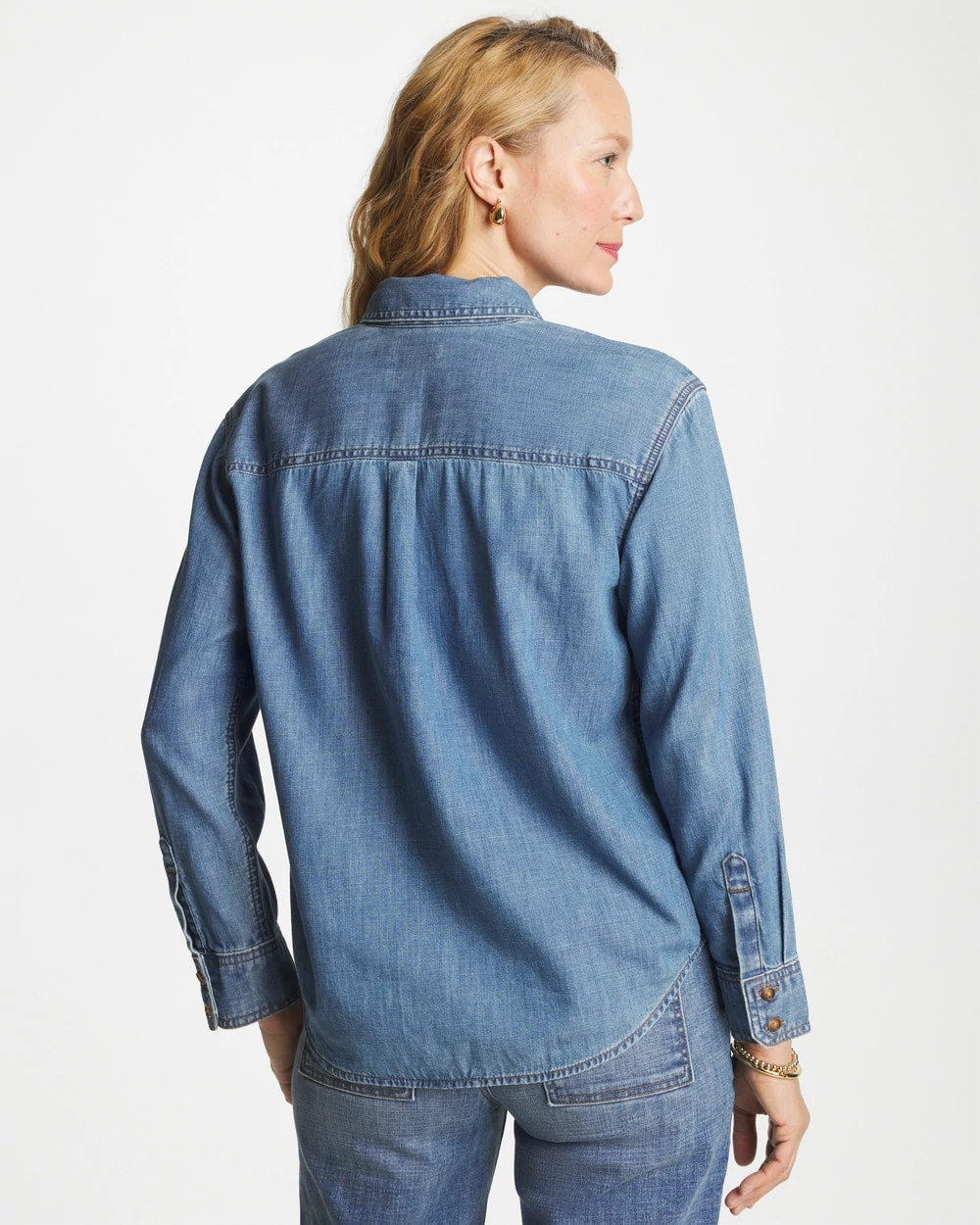 Chico's For Sale Allegro Indigo Classic Collared Tencel Shirt