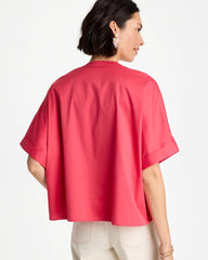 Chico's Sale Hot Honeysuckle Poplin Popover Dolman Top