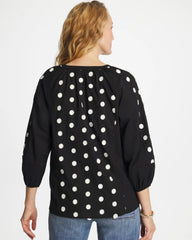 Chico's On Sale Black Textured Polka Dot Blouse