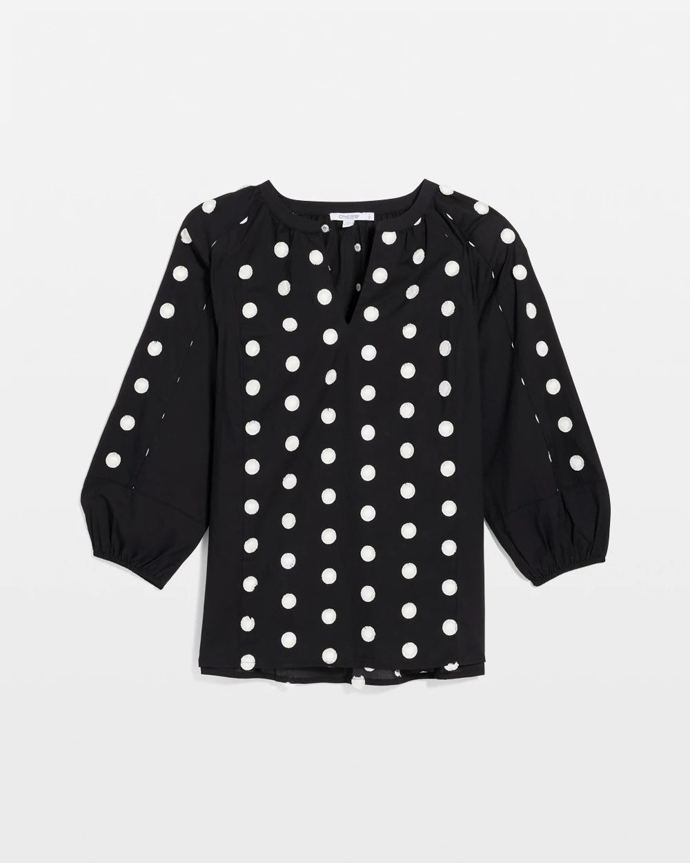 Chico's On Sale Black Textured Polka Dot Blouse
