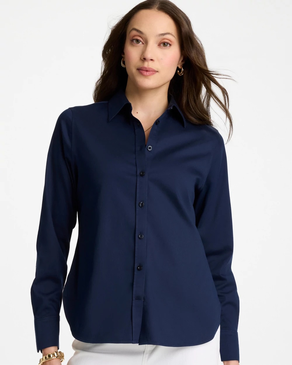 Chico's Online Classic Navy No Iron™ Stretch Shirt