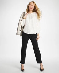 Chico's Outlet Ecru Laser Cut Crinkle Blouse