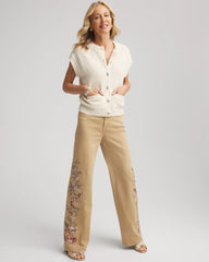 Chico's Online Gold Button-Up Sweater Vest