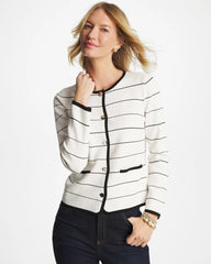 Chico's Online Ecru Contrast Tipped Sweater Blazer