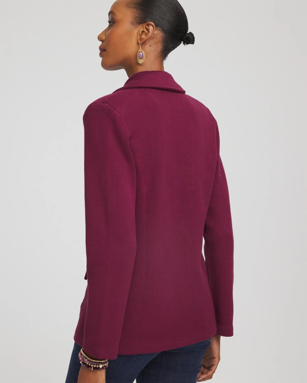 Chico's Sale Deep Chianti Single-Breasted Sweater Blazer