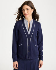 Chico's Outlet Passport Blue Zenergy® Soft Pique Button-Down Cardigan