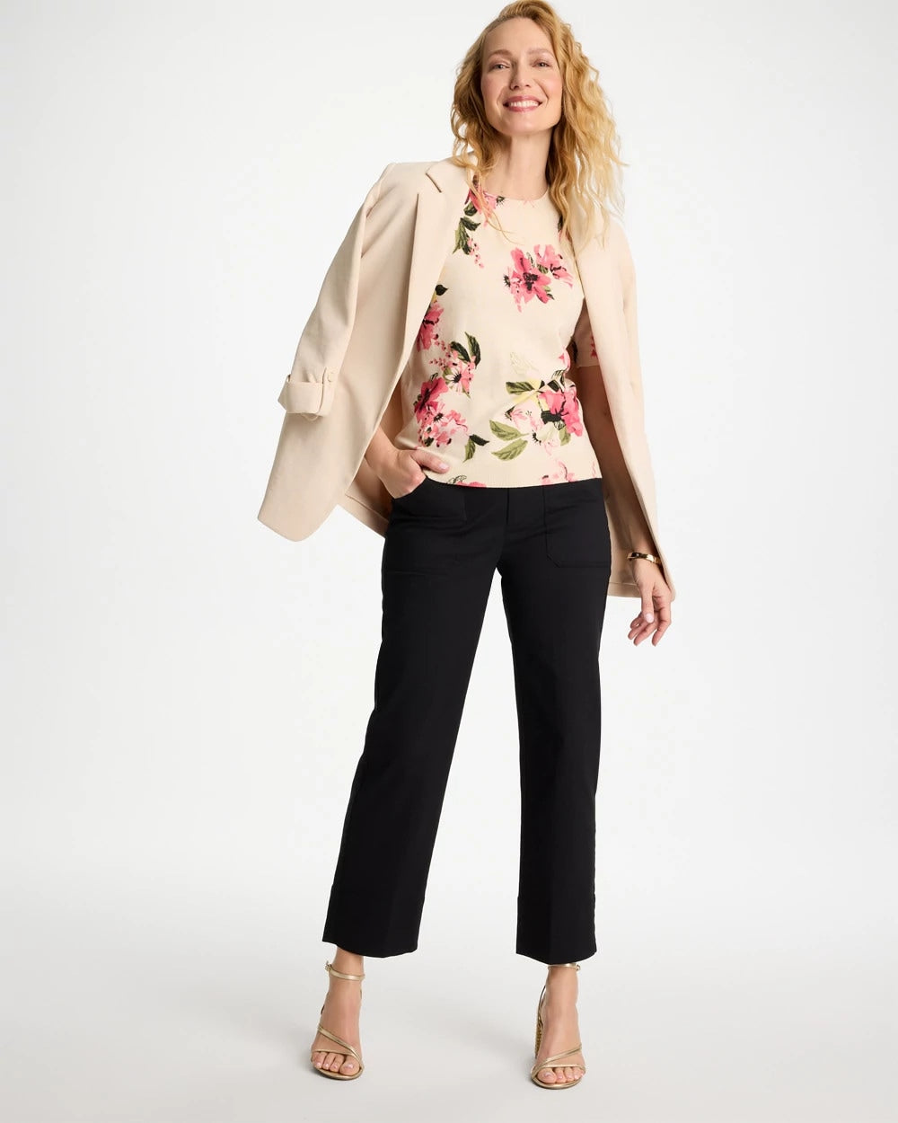 Chico's For Sale Hot Honeysuckle Ella Crewneck Floral Pullover Sweater