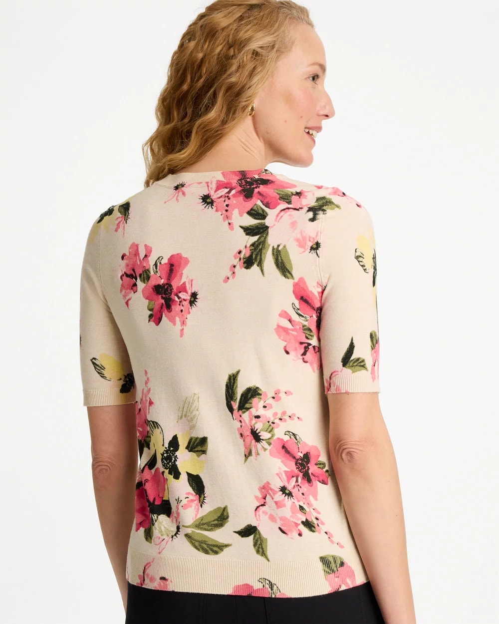 Chico's For Sale Hot Honeysuckle Ella Crewneck Floral Pullover Sweater
