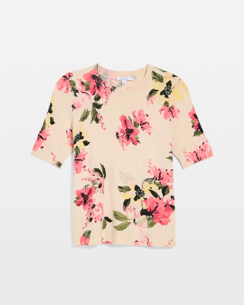 Chico's For Sale Hot Honeysuckle Ella Crewneck Floral Pullover Sweater