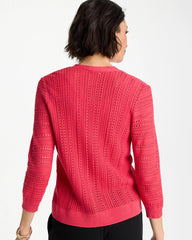 Chico's Online Hot Honeysuckle Stitchy V-Neck Cardigan