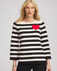 Chico's Outlet English Cream Striped V-Day Pullover