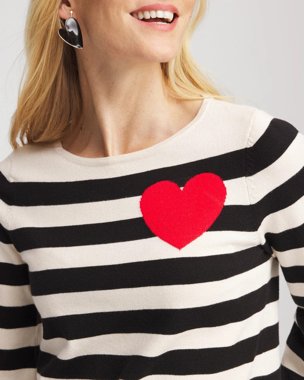 Chico's Outlet English Cream Striped V-Day Pullover