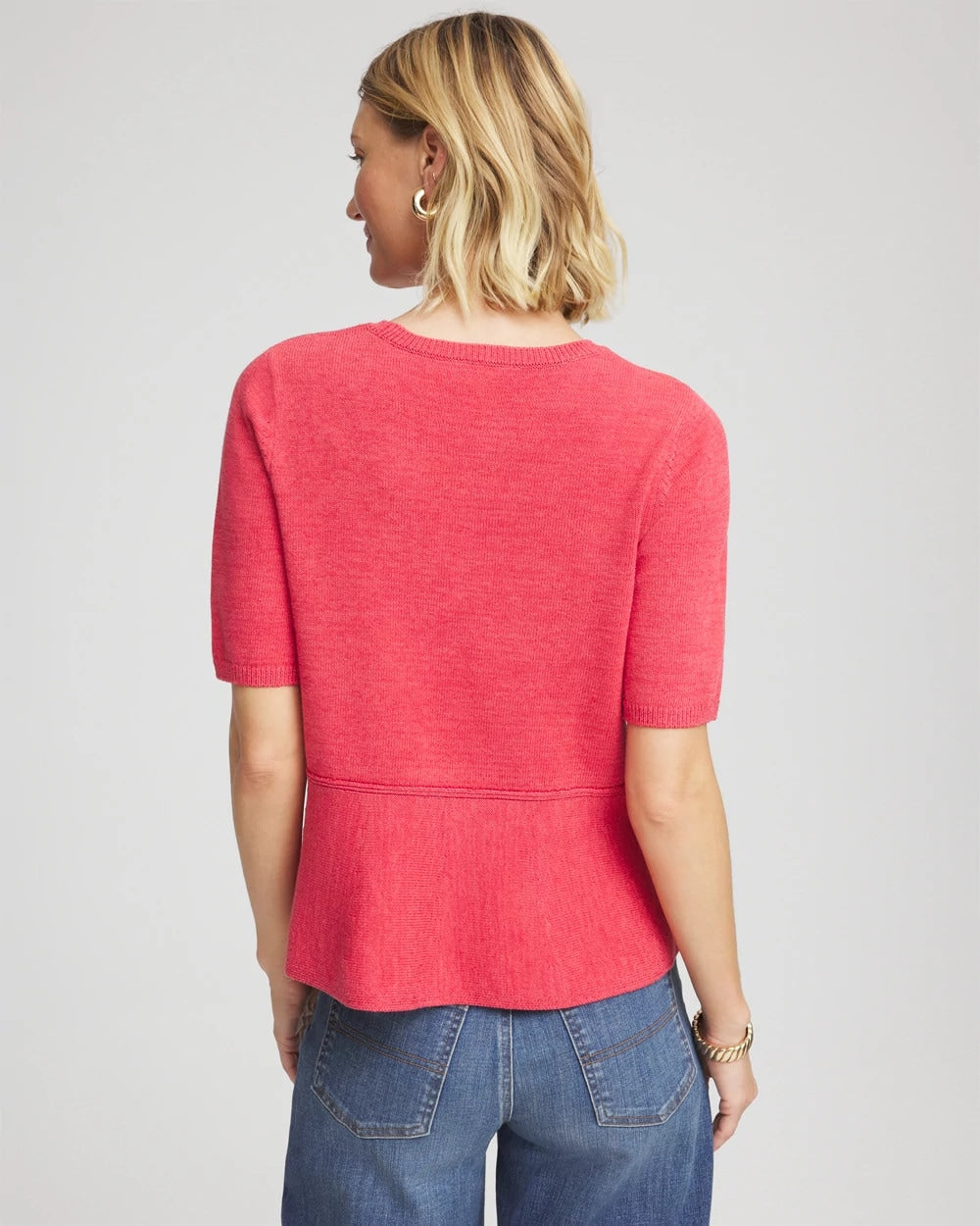 Chico's On Sale Folkloric Red Pullover Peplum Sweater