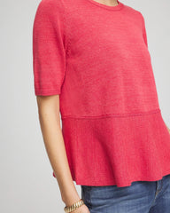 Chico's On Sale Folkloric Red Pullover Peplum Sweater