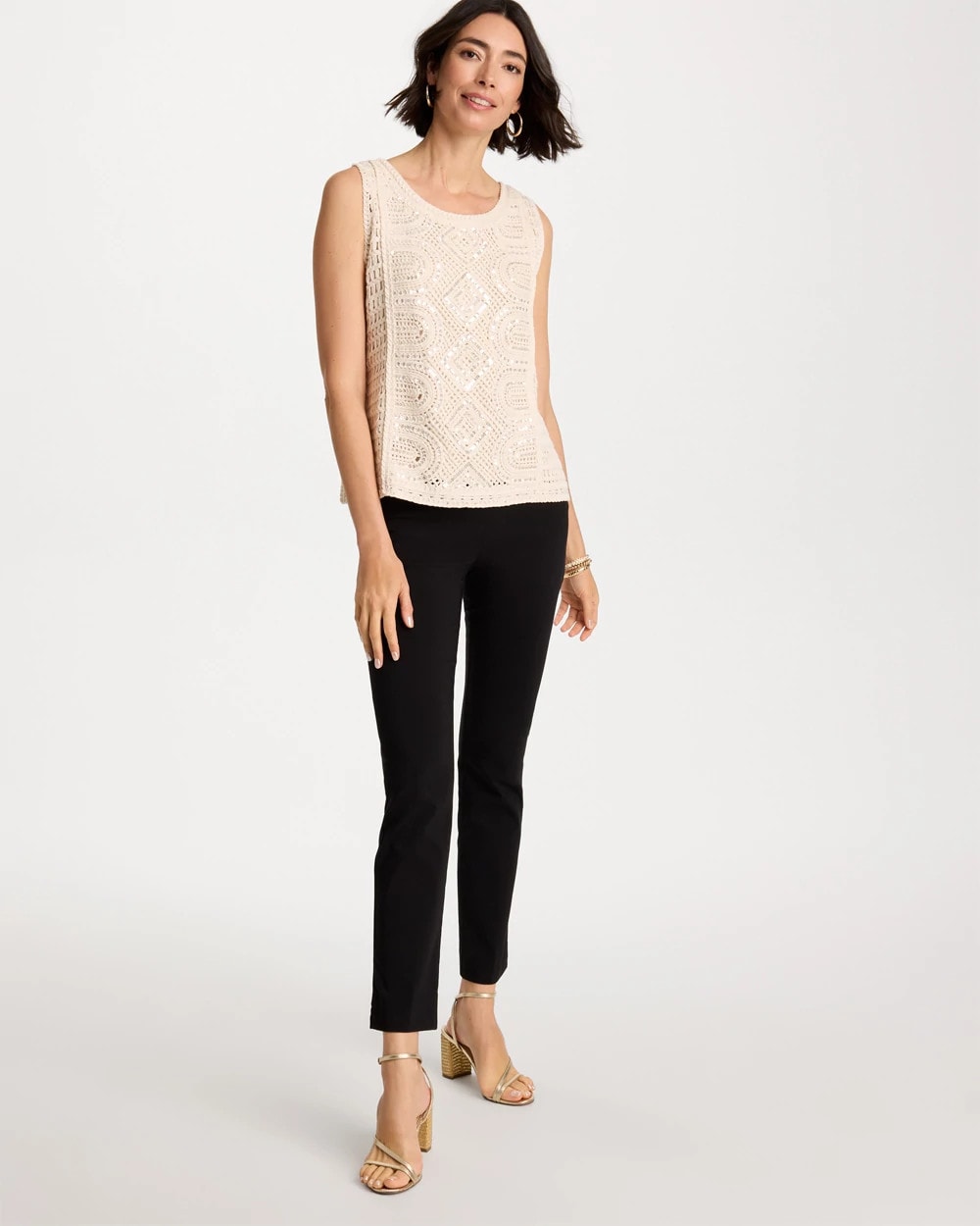 Chico's For Sale Neutral Crochet Sequin Tank