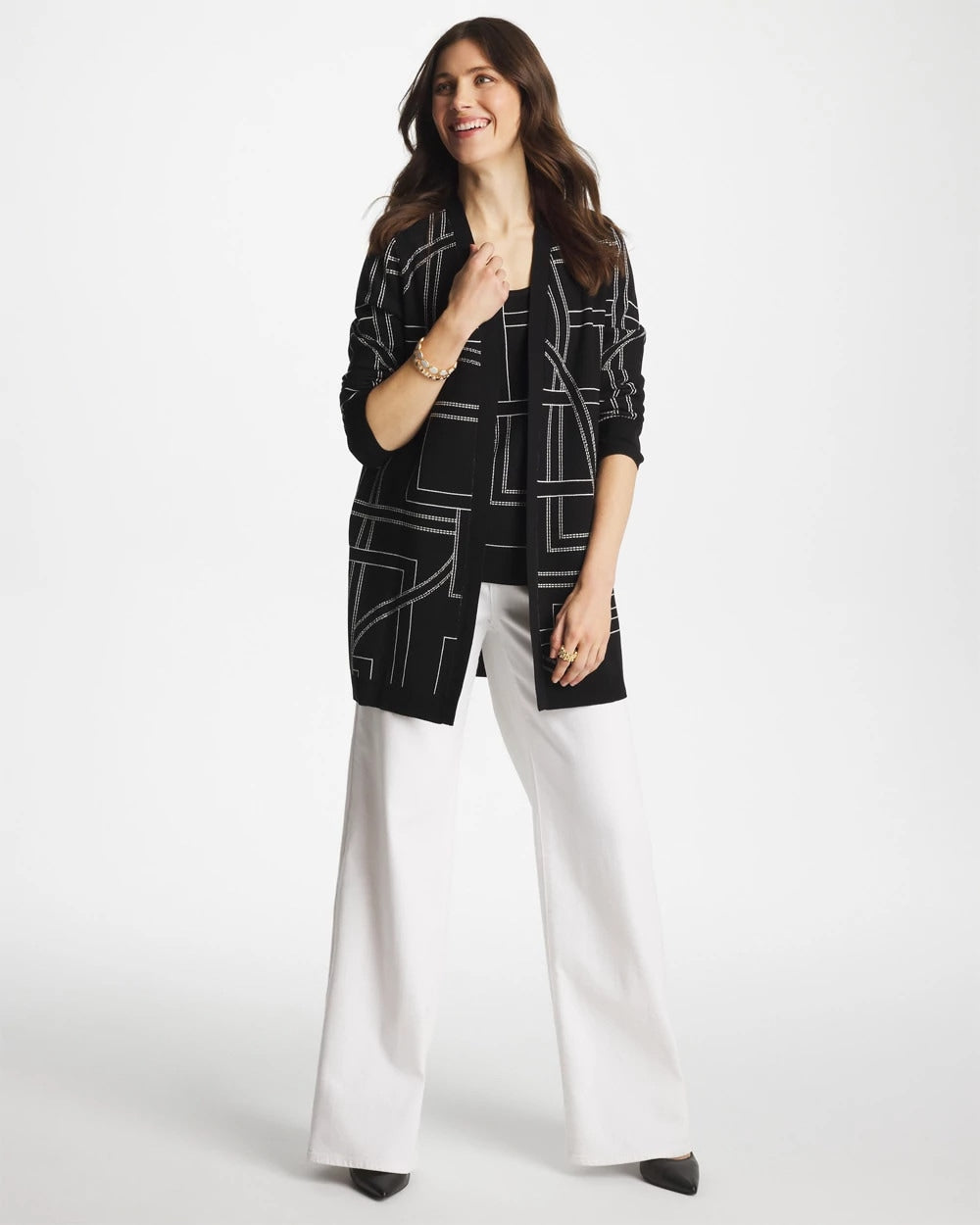 Chico's Online Black Ella Graphic Cardigan