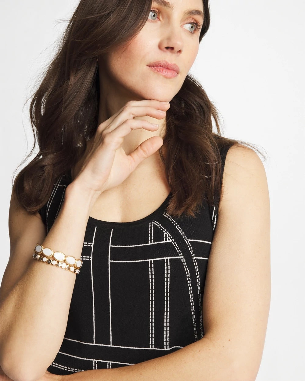 Chico's Discount Black Ella Graphic Scoopneck Tank