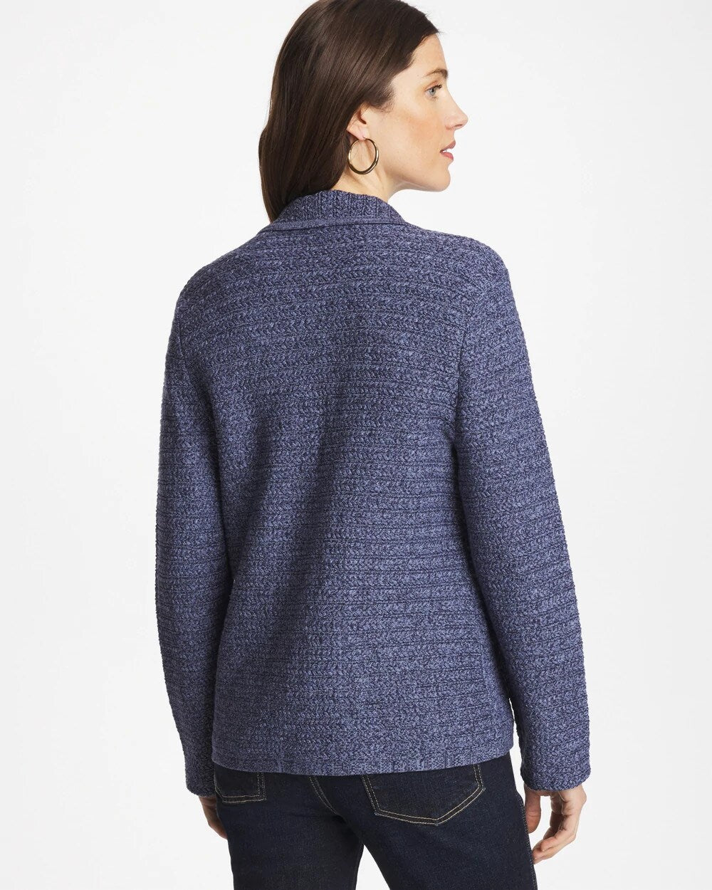 Chico's Outlet Medium Denim Denim Inspired Textured Cardigan