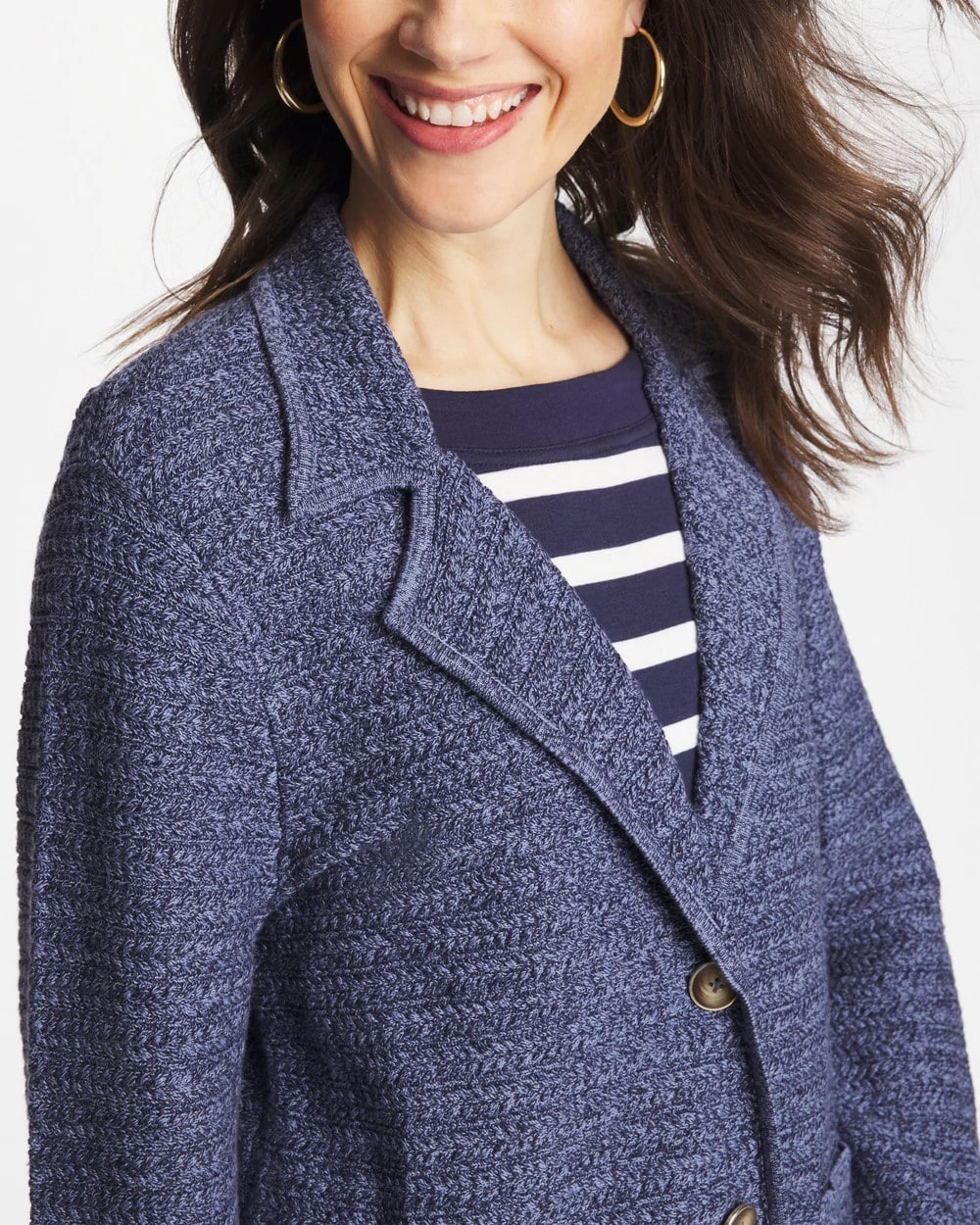 Chico's Outlet Medium Denim Denim Inspired Textured Cardigan
